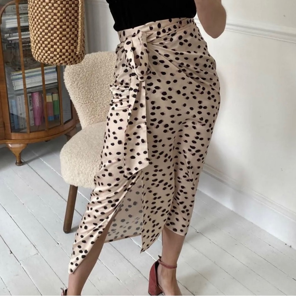 Animal Dot Midi Wrap Skirt